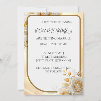 Invitation de mariage florale or simple