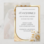 Invitation de mariage florale or simple (Devant / Derrière)