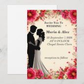 ✨ Invitation De Mariage Florale Pour Fête D'annive (Devant / Derrière)
