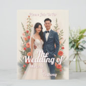 Invitation de mariage florale romantique de style (Debout devant)