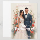 Invitation de mariage florale romantique de style (Devant / Derrière)