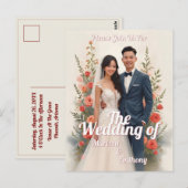 Invitation de mariage florale romantique style vin (Devant / Derrière)