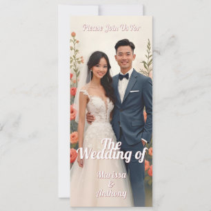 Invitation de mariage florale romantique style vin