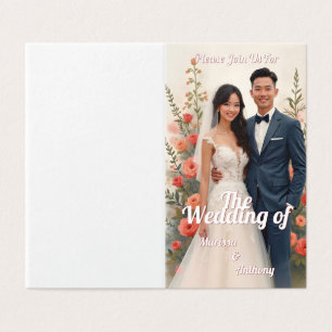 Invitation de mariage florale romantique style vin