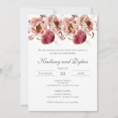 Invitation de mariage florale rose (Devant)