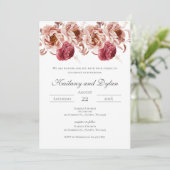 Invitation de mariage florale rose (Debout devant)
