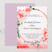 Invitation de mariage florale rose (Devant / Derrière)