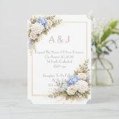 Invitation de mariage florale rose (Debout devant)