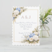 Invitation de mariage florale rose (Debout devant)