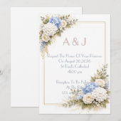 Invitation de mariage florale rose (Devant / Derrière)