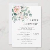 Invitation de mariage florale rose (Devant)