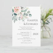 Invitation de mariage florale rose (Debout devant)