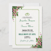 Invitation de mariage florale rose aquarelle éléga (Devant)