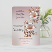 Invitation de mariage florale rose décorative (Debout devant)