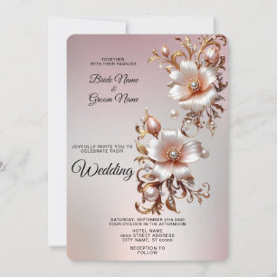 Invitation de mariage florale rose décorative