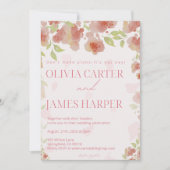 Invitation de mariage florale rose – Élégant rusti (Devant)
