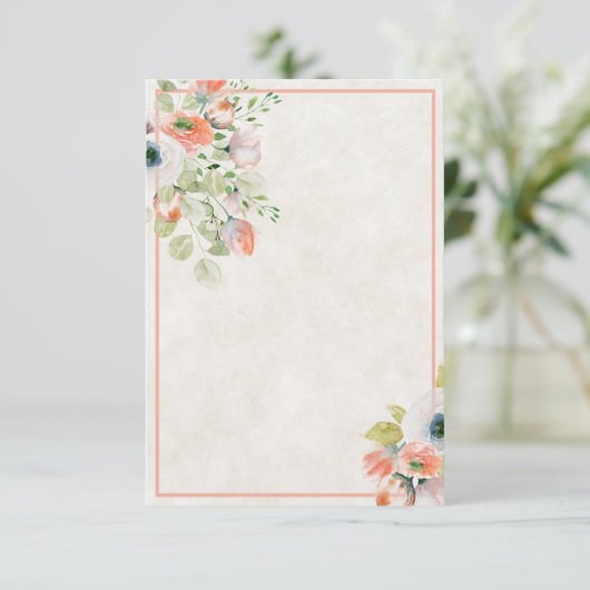 Invitation de mariage florale rose et bleue Budget (Debout devant)