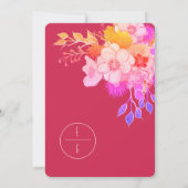 Invitation de mariage florale rose magenta (Dos)