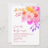 Invitation de mariage florale rose magenta (Devant)
