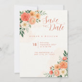 Invitation de mariage florale Rose Terracotta Pêch (Devant)