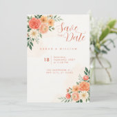 Invitation de mariage florale Rose Terracotta Pêch (Debout devant)