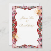 Invitation de mariage florale rouge et rose (Dos)