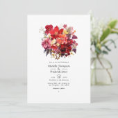 Invitation de mariage florale rouge somptueuse (Debout devant)