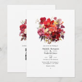 Invitation de mariage florale rouge somptueuse (Devant / Derrière)