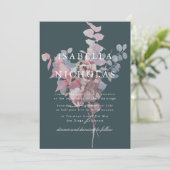 Invitation de mariage florale sarcelle profonde (Debout devant)