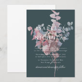Invitation de mariage florale sarcelle profonde (Devant / Derrière)