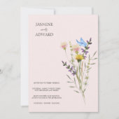Invitation de mariage florale simple avec fleurs s (Devant)