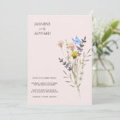 Invitation de mariage florale simple avec fleurs s (Debout devant)