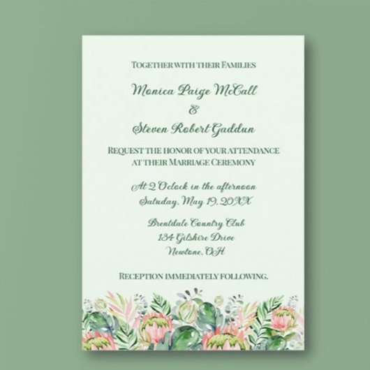 Invitation de mariage florale simpliste