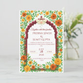 Invitation de mariage florale traditionnelle indie (Debout devant)