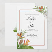 Invitation de mariage florale tropicale colorée (Devant / Derrière)