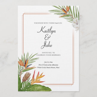 Invitation de mariage florale tropicale colorée