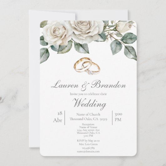Invitation de mariage florale verdure (Devant)