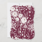 Invitation de mariage florale vin bordeaux (Dos)