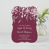 Invitation de mariage florale vin bordeaux (Debout devant)