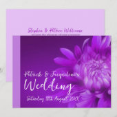 Invitation de mariage florale violette (Devant / Derrière)