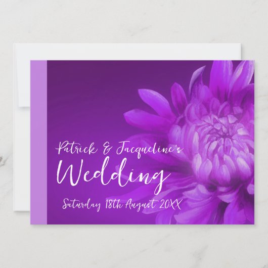 Invitation de mariage florale violette (Devant)