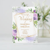 Invitation de mariage florale violette élégante (Debout devant)