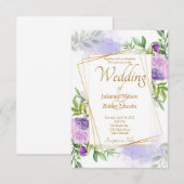 Invitation de mariage florale violette élégante (Devant / Derrière)