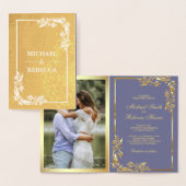Invitation de mariage florale violette en feuille (Affichage)