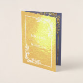 Invitation de mariage florale violette en feuille (Devant)