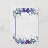 Invitation de mariage florale violette et bleue bu (Devant / Derrière)