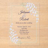 Invitation de mariage florale violette simple (Recto)