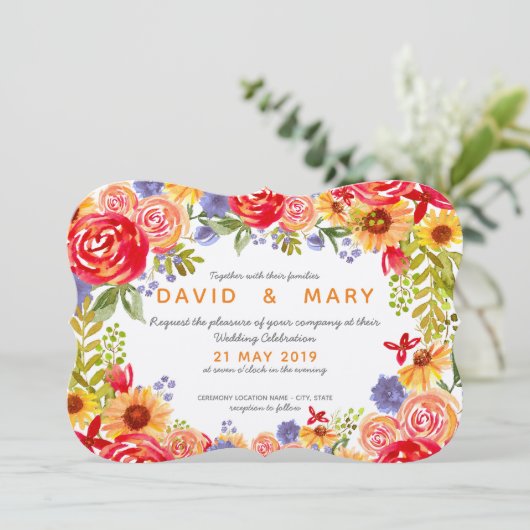 Invitation de mariage - Flores du champ (Debout devant)
