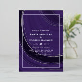 Invitation de Mariage Foil  Agate violet et argent (Debout devant)
