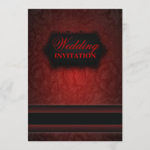 Invitation de mariage formelle en damas rouge noir
